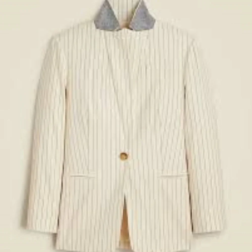 Jcrew Collection blazer in ivory pinstripe Italian wool blend, NWT, size 18 - Picture 4 of 6